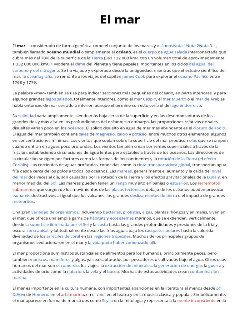 Importancia y Rol del Mar en la Tierra | PDF | Mar | Océanos