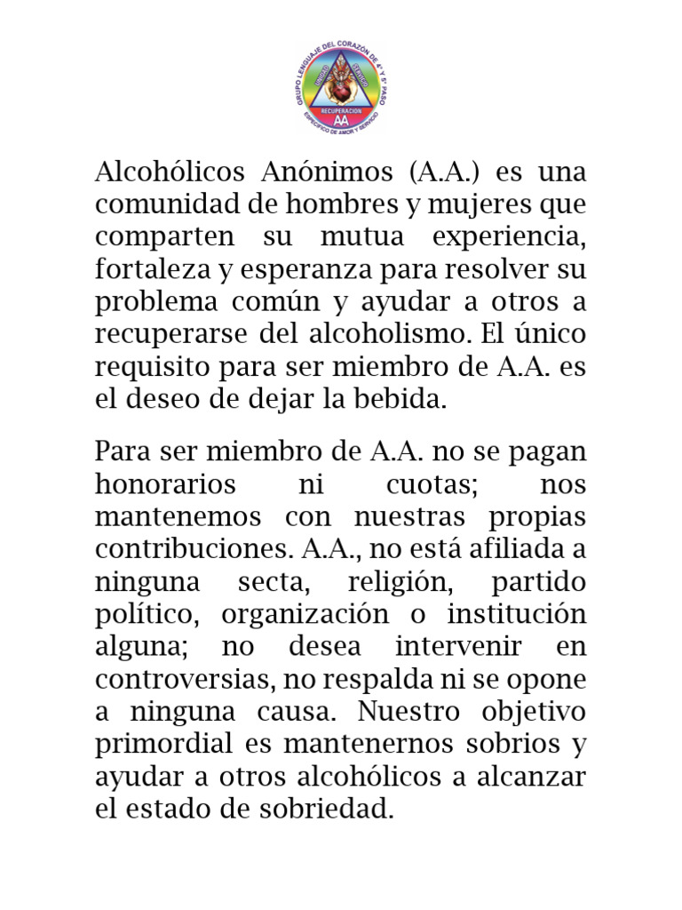Enunciados de Alcohólicos Anónimos PDF