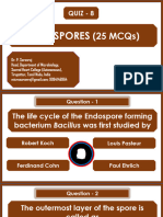 8 Endospores (Quiz 8 - 25 MCQS)