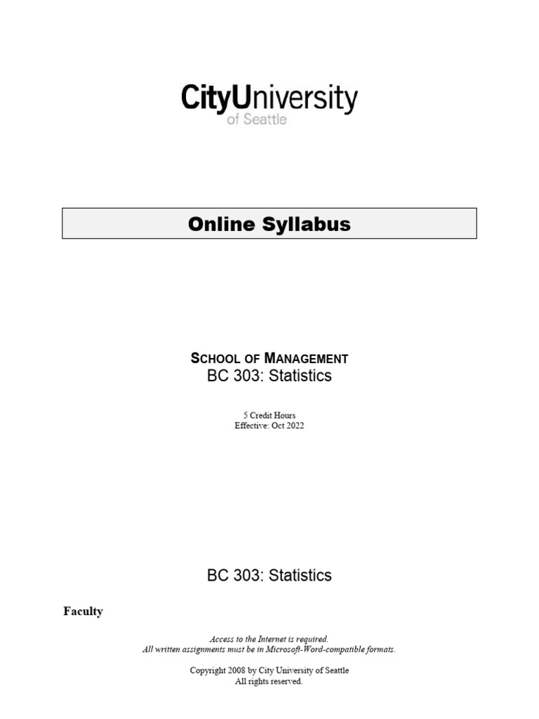 DOHODA BC303 Online Syllabus PDF Statistics Libraries