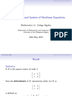 Cramers Rule and System of Nonlinear Equations