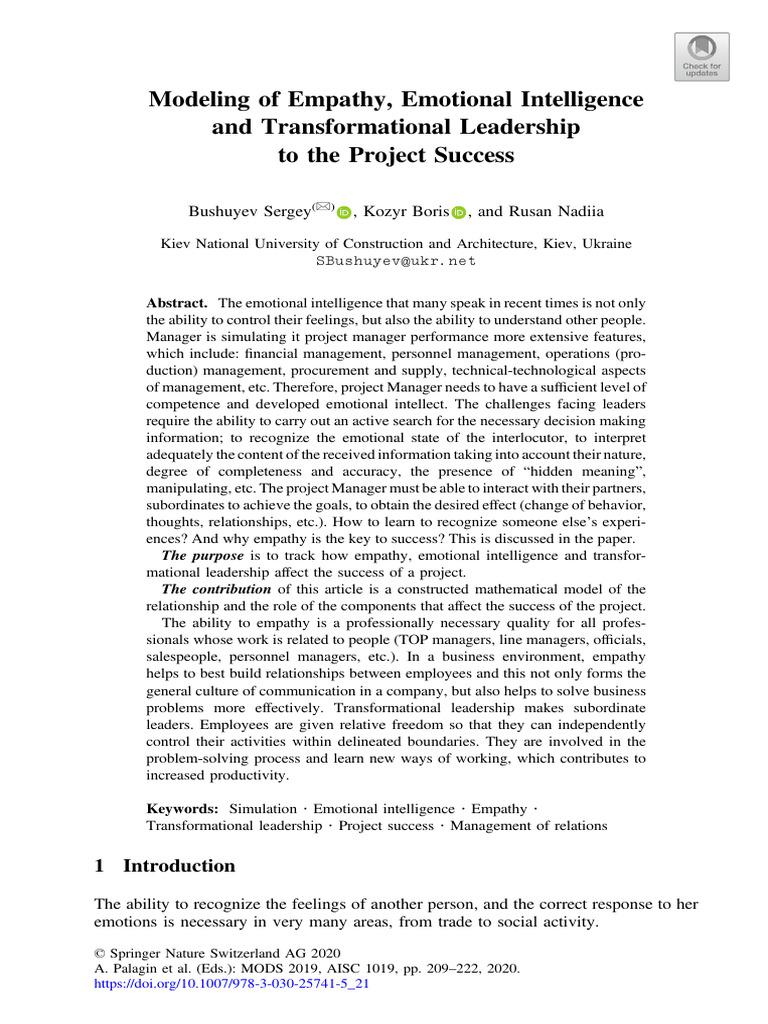 Modeling Of Empathy Emotional Intelligence Pdf Leadership Empathy