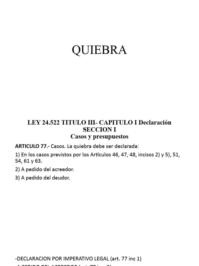 Casos de Declaración de Quiebra LCQ | PDF | Bancarrota | Demanda judicial