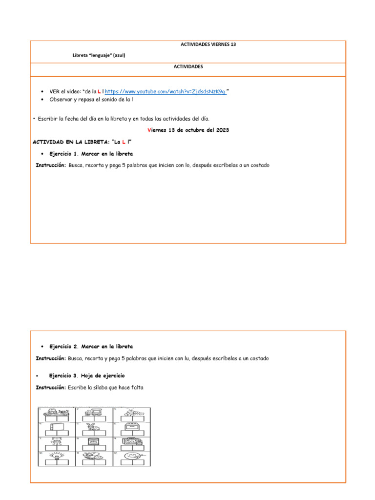 ACTIVIDADES (Lenguaje) | PDF | Artes del Lenguaje y Comunicación