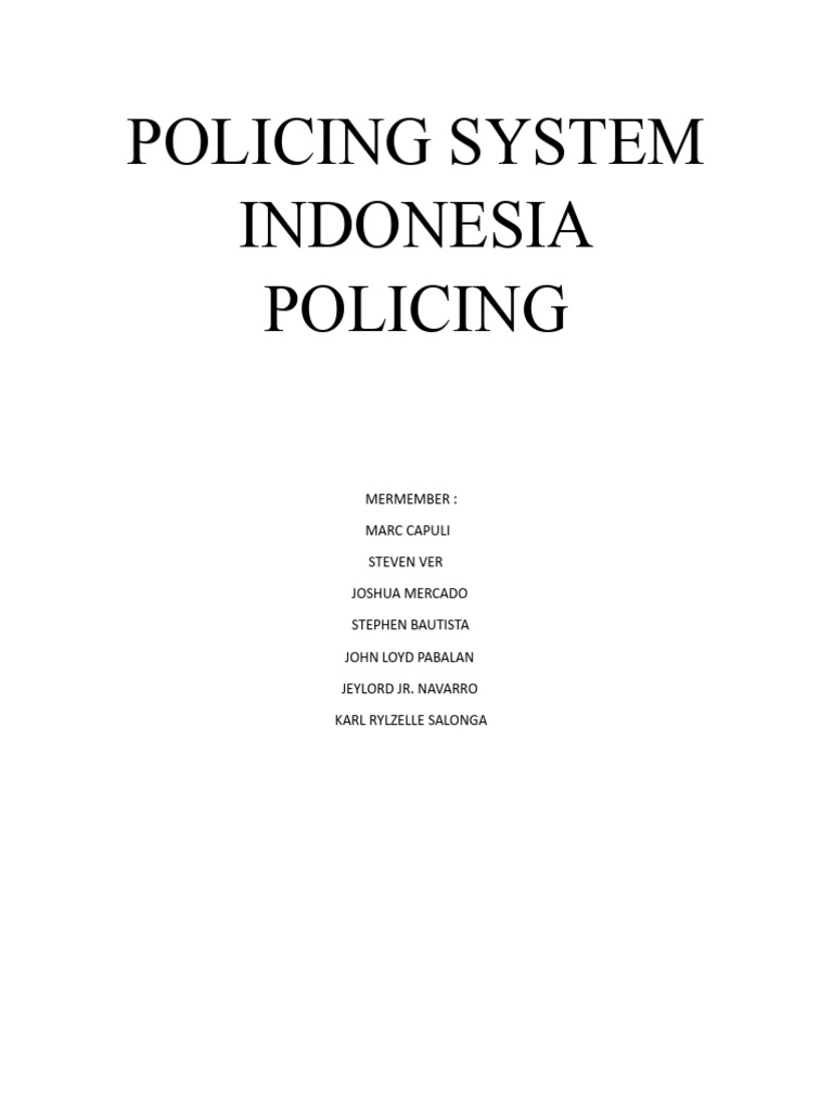 Policing System Indonesia Policing Pdf National Security Government