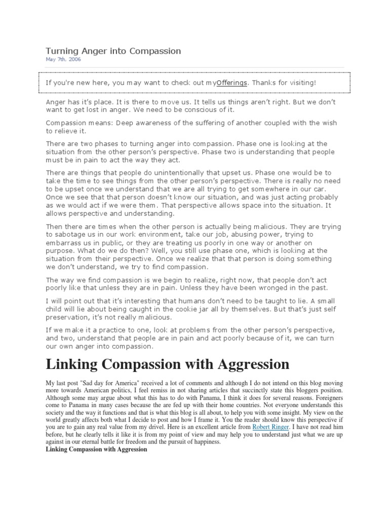 Turning Anger Into Compassion | PDF | Self-Improvement