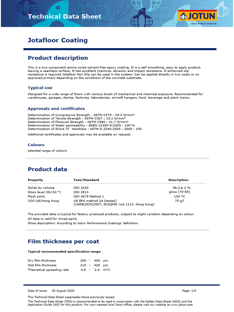 Tds TDS 480 Jotafloor Coating Euk GB PDF Paint Coating