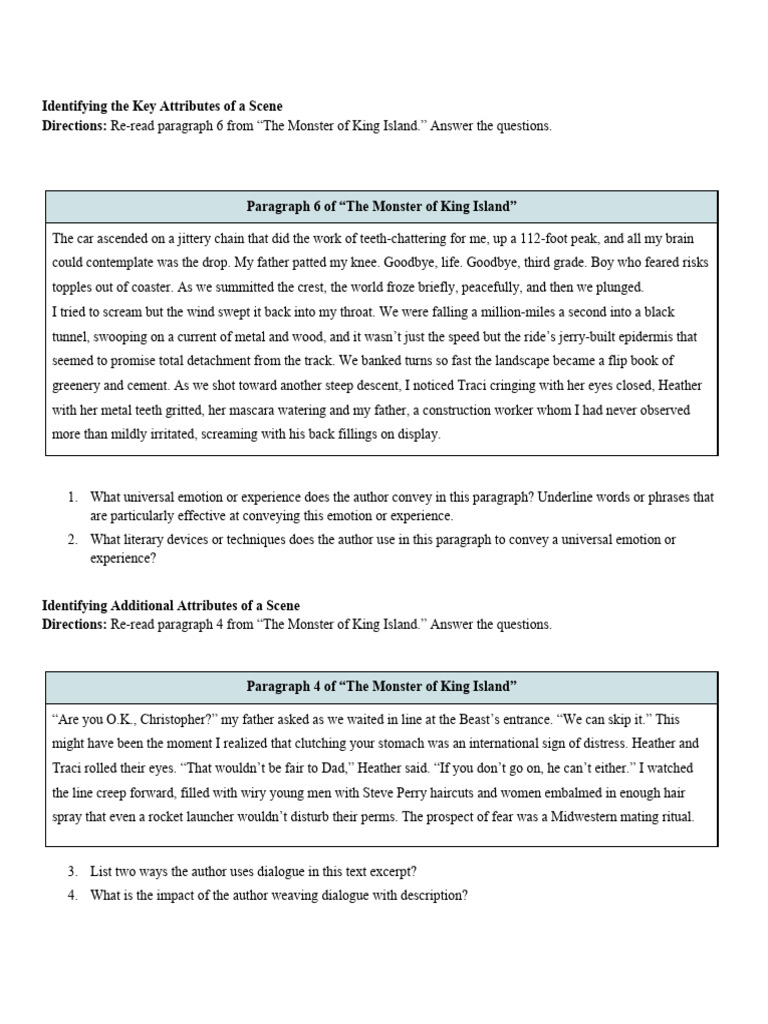 Memoir topic and creating a scene pdf
