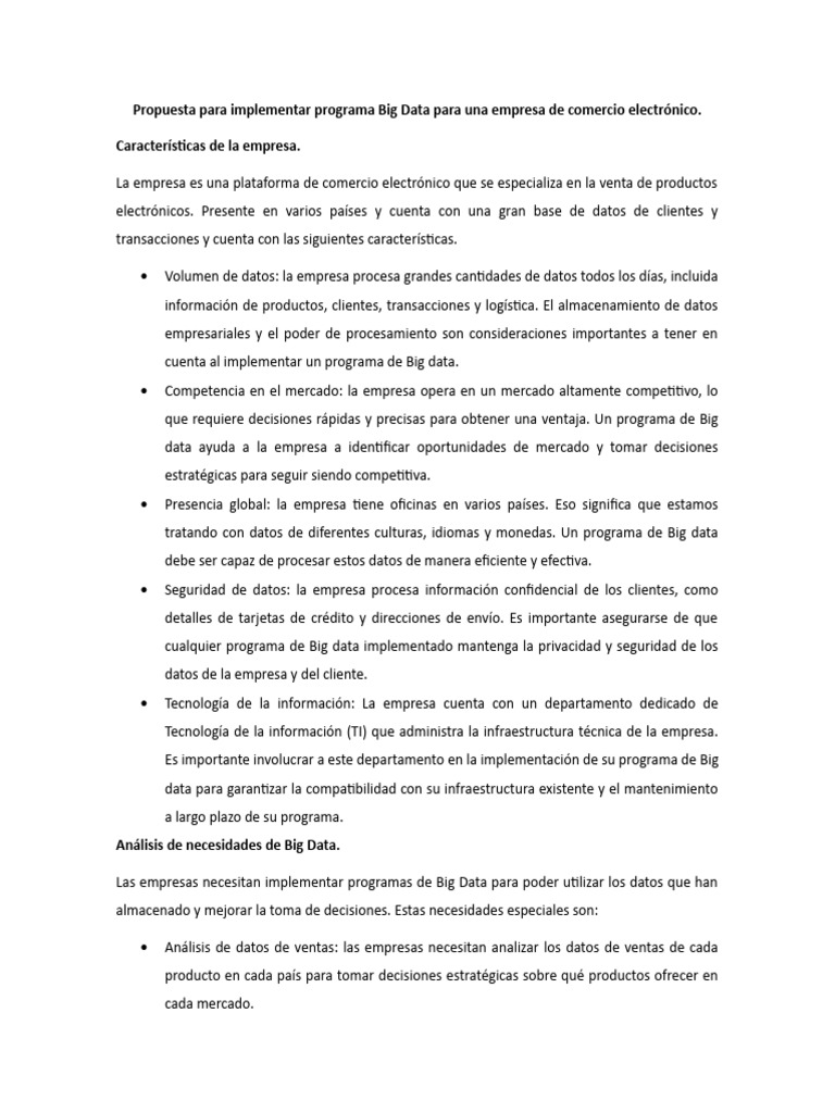 Implementación de Big Data en E-commerce | PDF | Big Data | Business