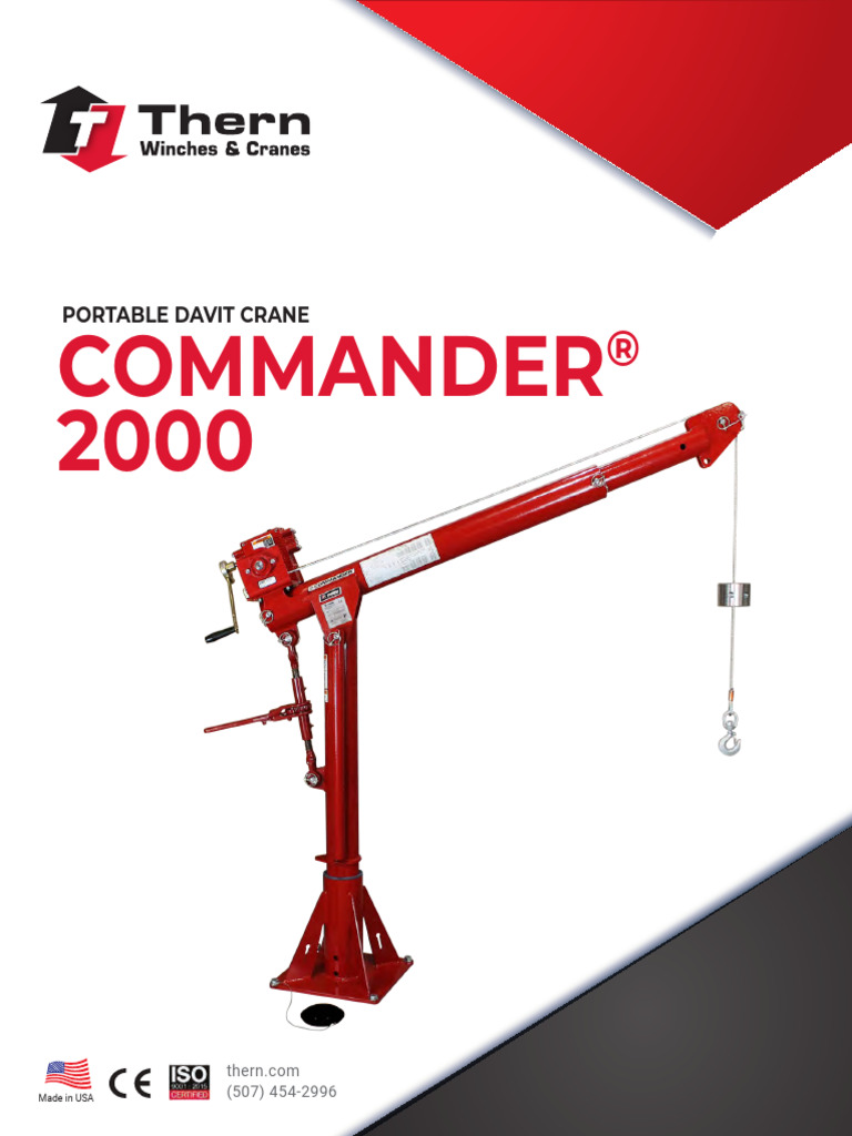 Commander 2000 5PT20 Davit Crane Product Sheet | PDF | Crane (Machine ...