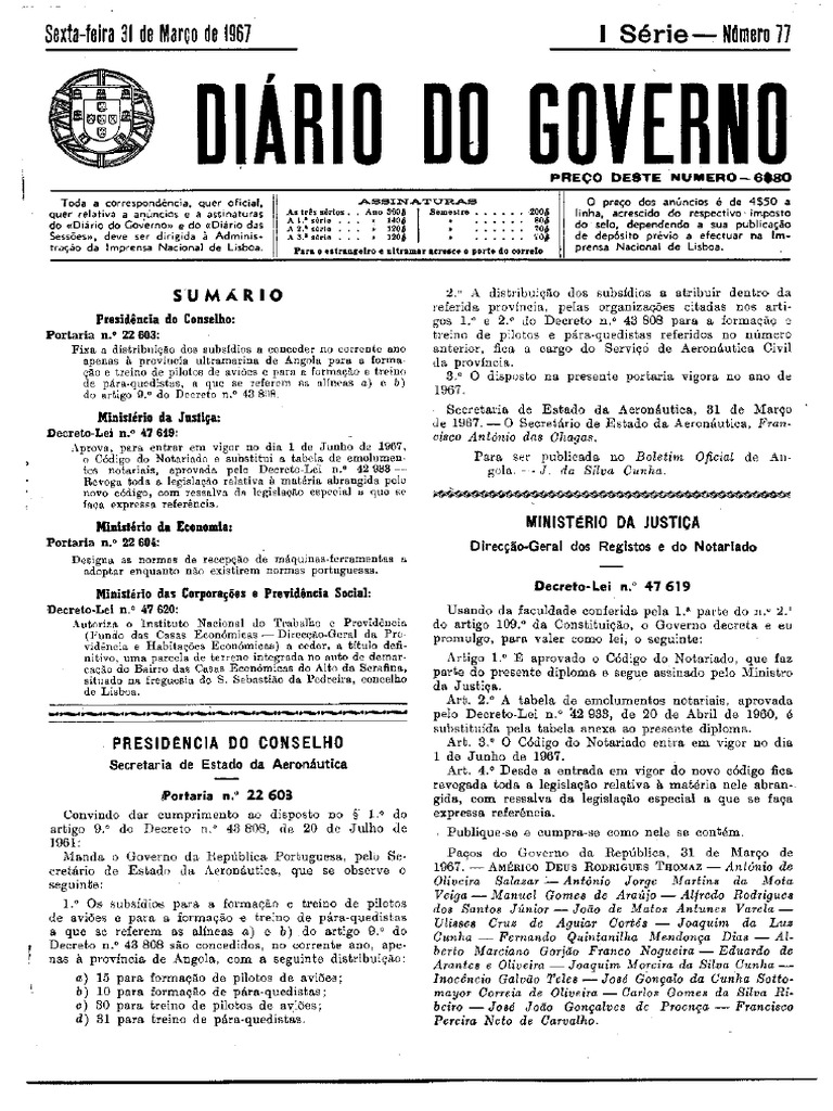 Decreto lei n 47 619 de 31 de mar o de 1967 c digo do notariado pdf