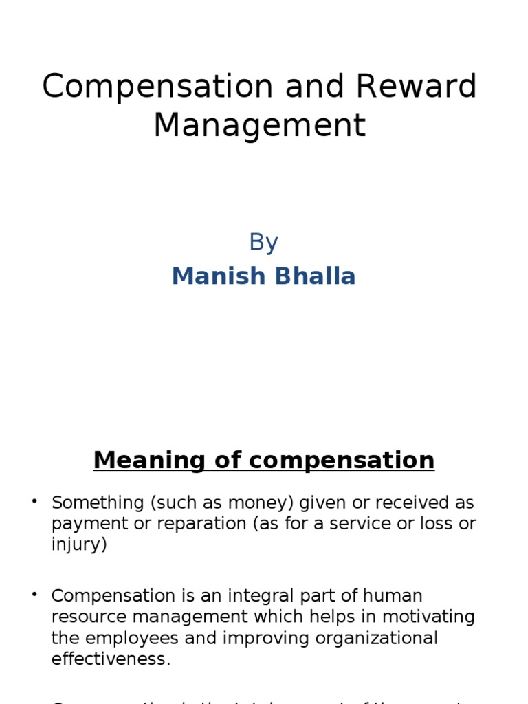 Compensation and Reward Management PDF Employment Compensation