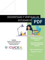 Desventajas y Ventajas de Estudiar en Linea - Ensayo