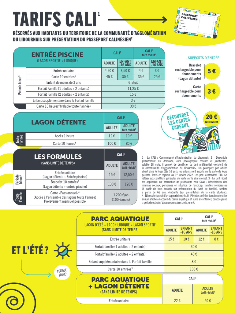 Tarifs Piscine et Parc Aquatique Libourne | PDF