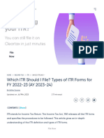 Types of ITR Forms For FY 2022-23 (AY 2023-24)