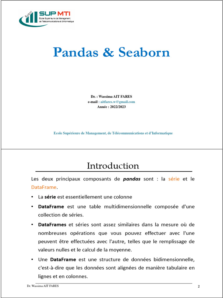 Introduction à Pandas et Seaborn | PDF | Informatique | Programmation ...
