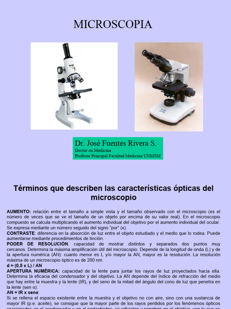 Presentación de microscopia | PDF | Óptica | Microscopio