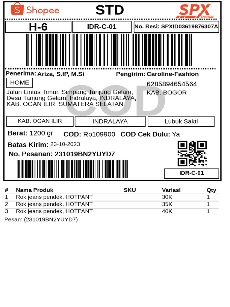 Label Pengiriman PDF