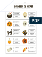 Halloween Vocabulary Worksheet in Colorful Illustrative Style