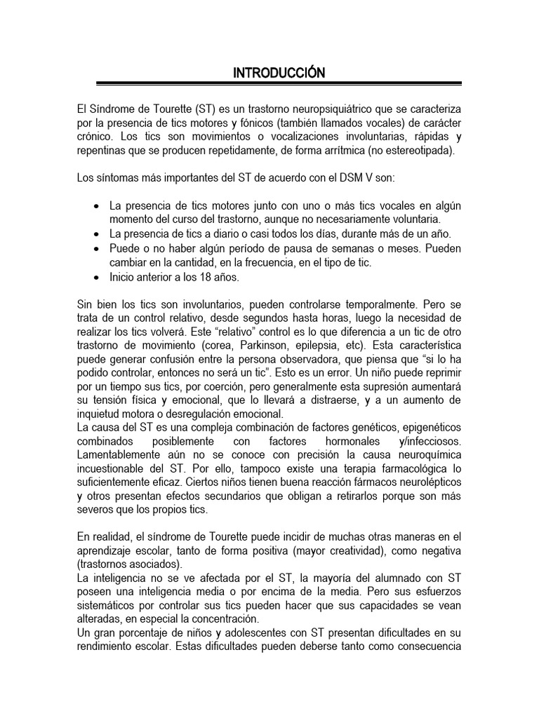 Estrategias Educativas para Síndrome de Tourette | PDF | Síndrome de ...