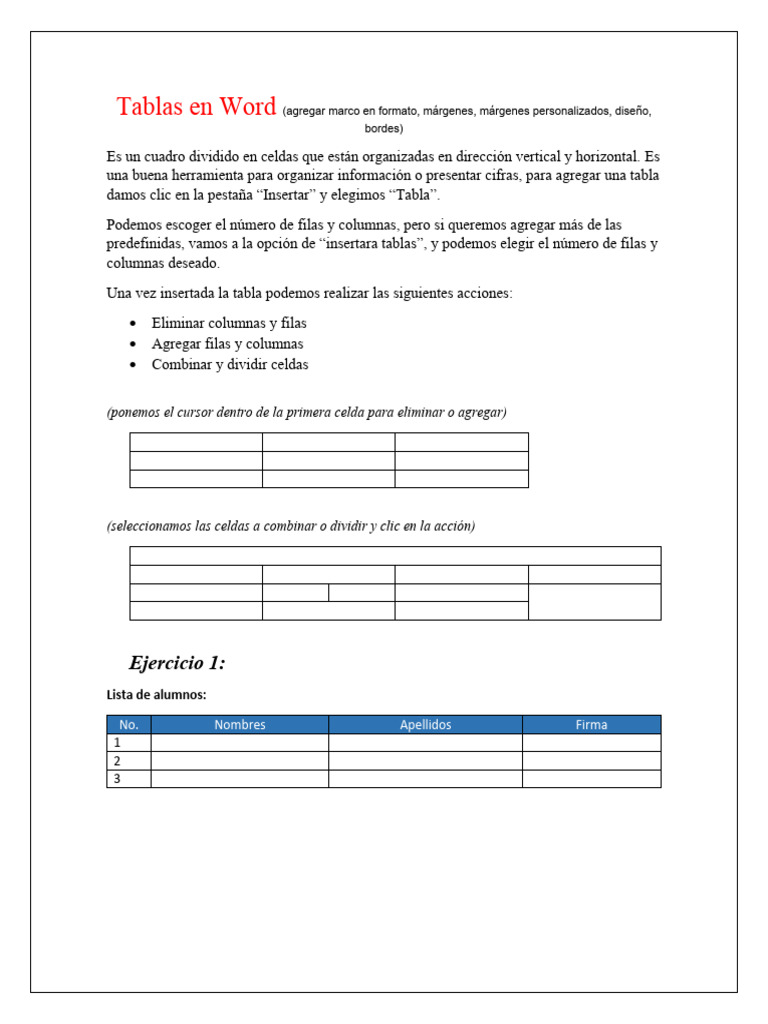 Guía de Tablas en Word para Principiantes | PDF | Cultivos | Alimentos