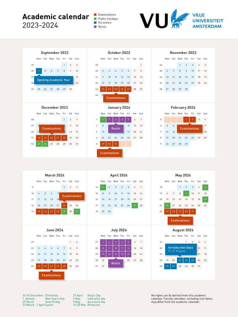 Academische Jaarkalender VU Amsterdam EN (2023 2024) PDF