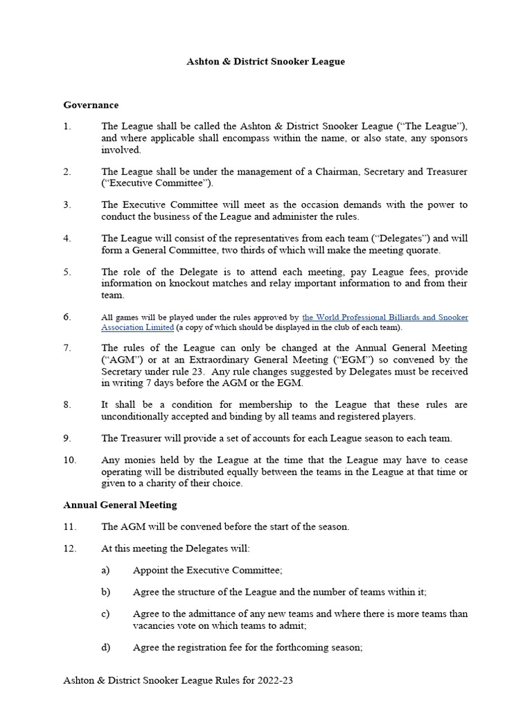 Ashton District Draft Rules For 2023-24 | PDF | Referee | Justice