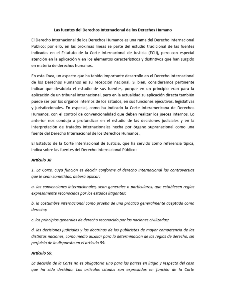 Las Fuentes Del Derechos Internacional de Los Derechos Humano | PDF ...