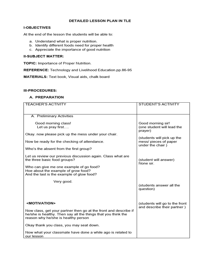 Detailed Lesson Plan in Tle PDF Breast Milk Breastfeeding