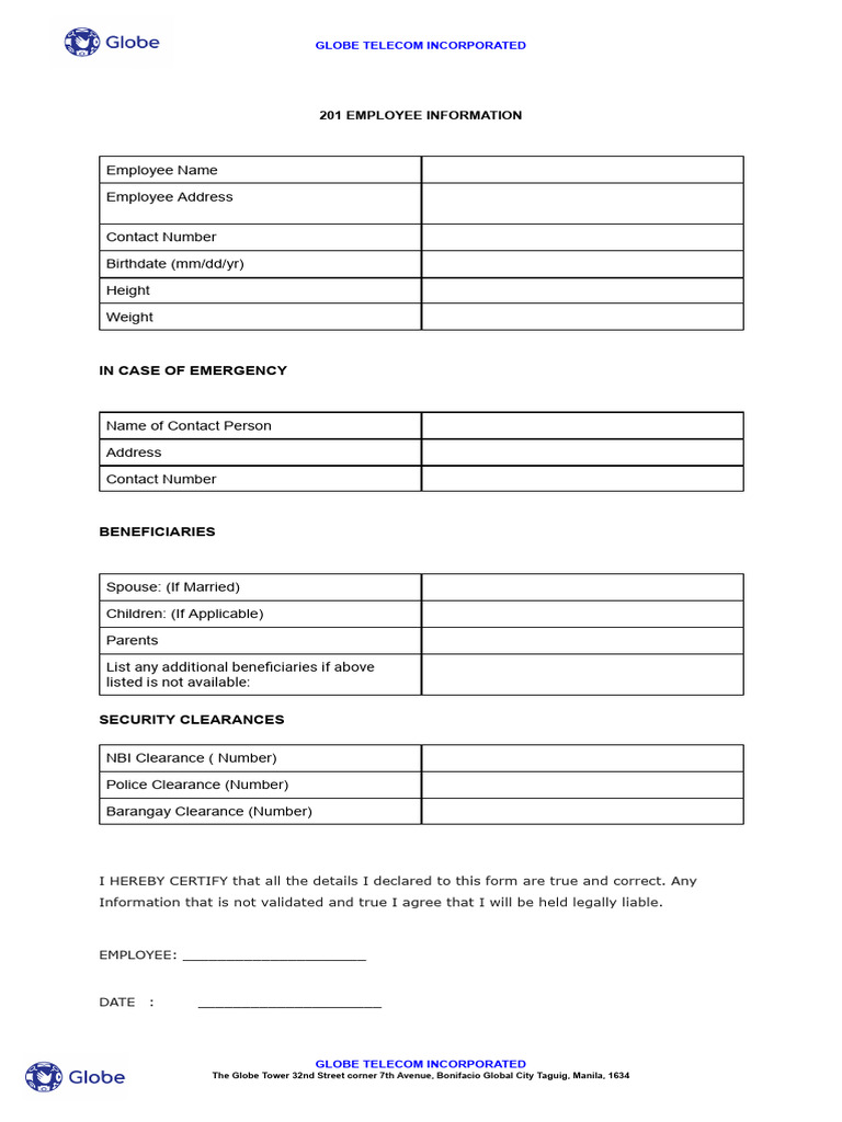 201 - Employee Information File | PDF