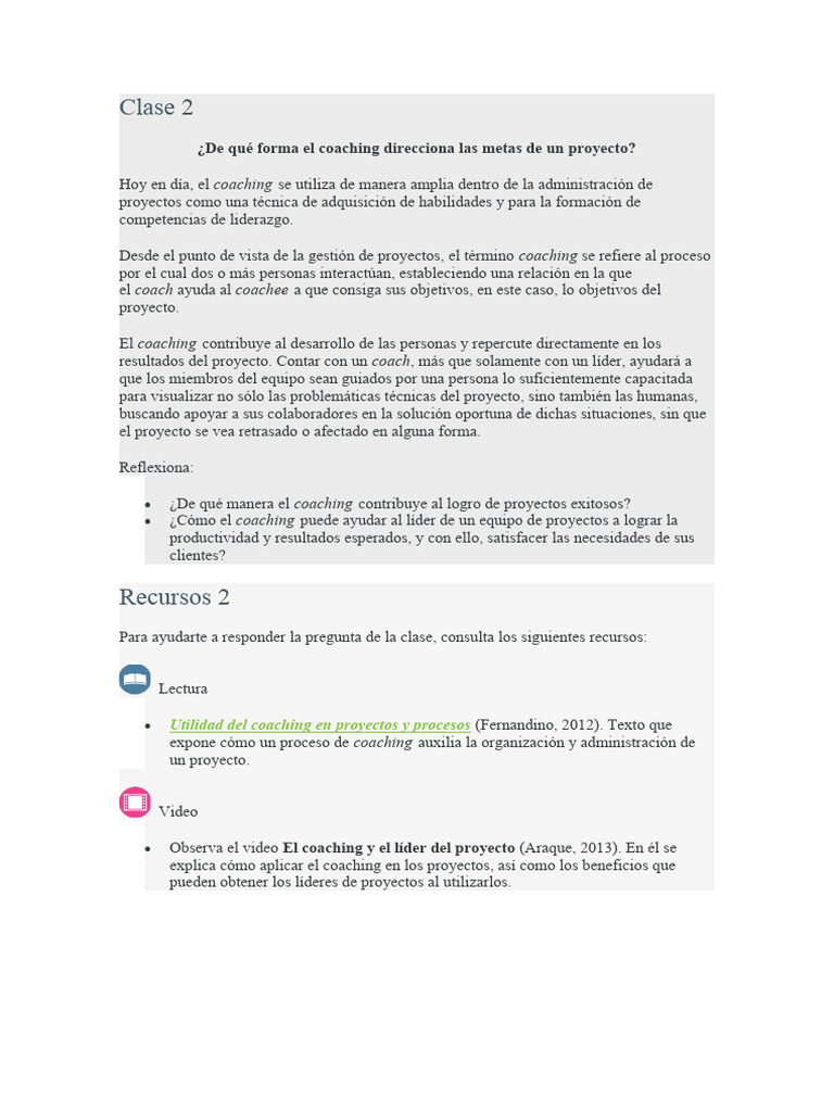 Coaching para el Éxito en Proyectos | PDF | Crecimiento personal y ...