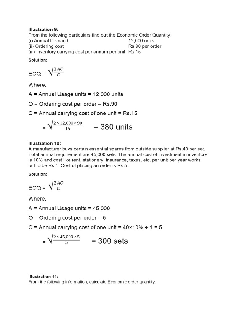 Material Cost EOQ PDF Business Economics Business
