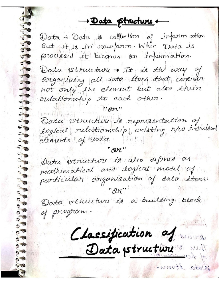 Data Structures Notes Unit 1 | PDF