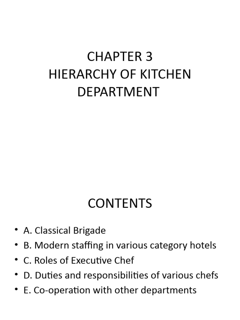 Chapter3Hierarchy Area of Department & Kitchen PDF Chef Cooking