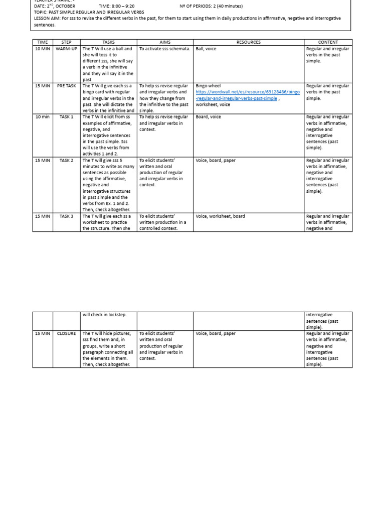 Lesson Plan #2 - Practicas 2 | PDF