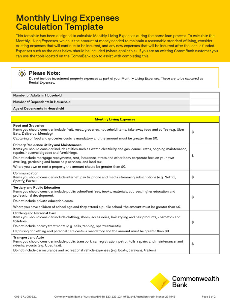 MLE Template | PDF | Expense | Mortgage Loan