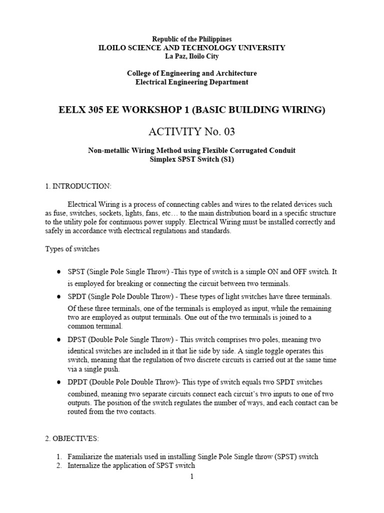 SPST Switch Wiring Guide | PDF | Switch | Electrical Wiring