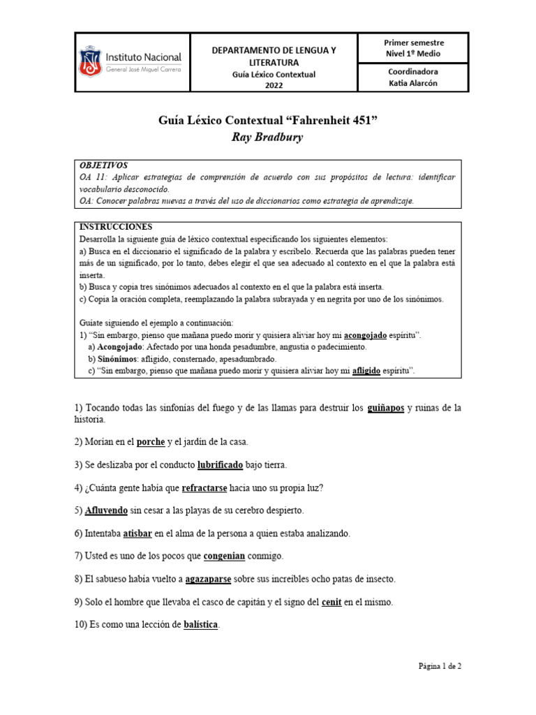 Sinónimos de 