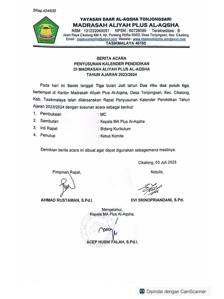 L12 sk penetapan kalender pendidikan madrasah pdf
