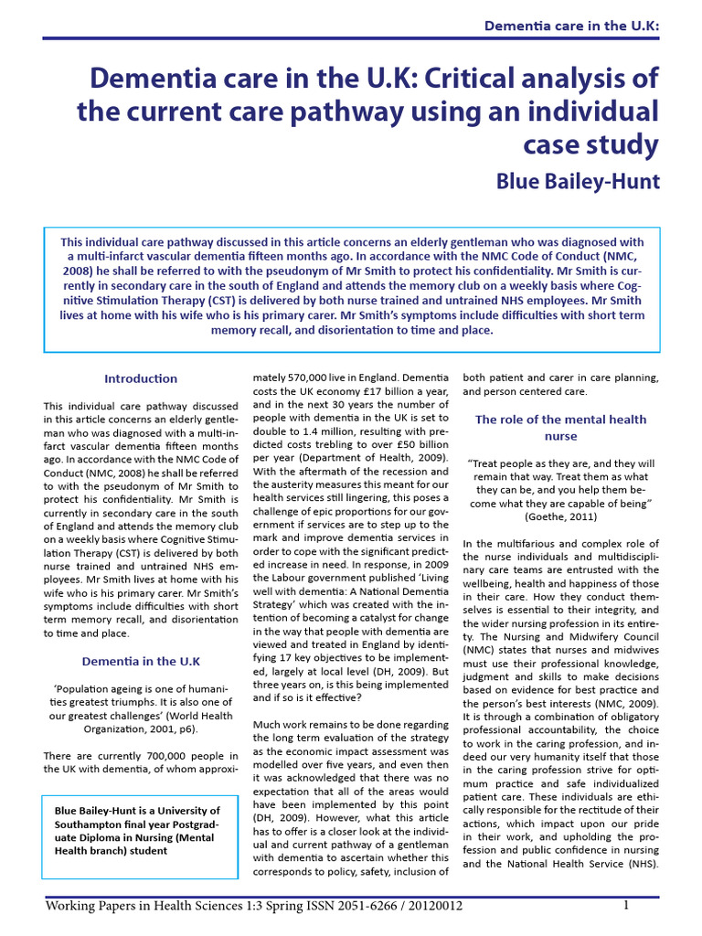 Dementia Care Pathway Analysis in the UK | PDF | Dementia | Caregiver