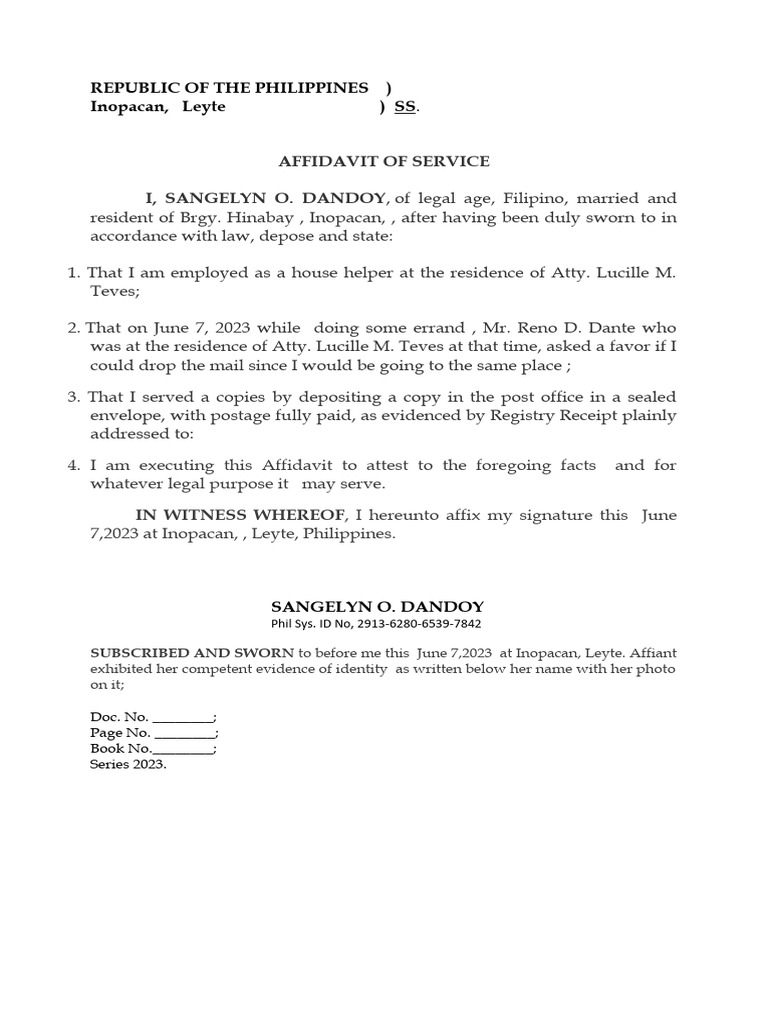 Affidavit of Service | PDF