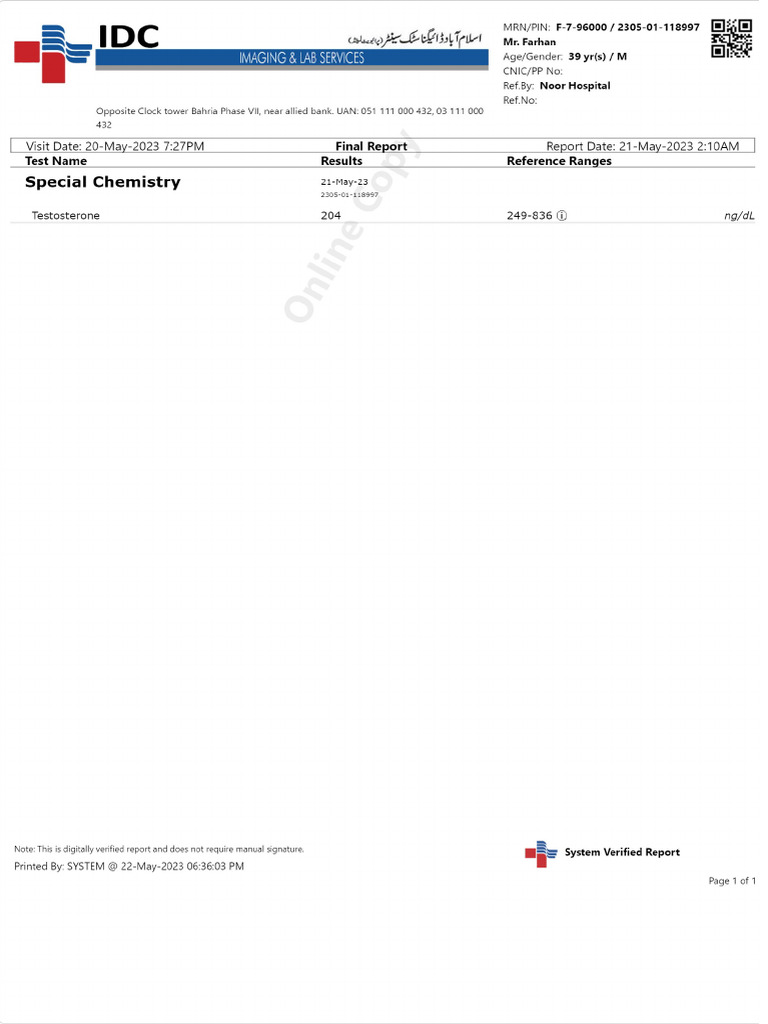 Testosterone Test | PDF
