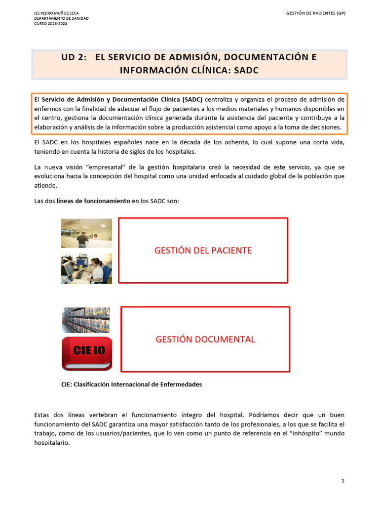 Ud 2 el sadc servicio de admisi n y documentaci n cl nica apuntes pdf