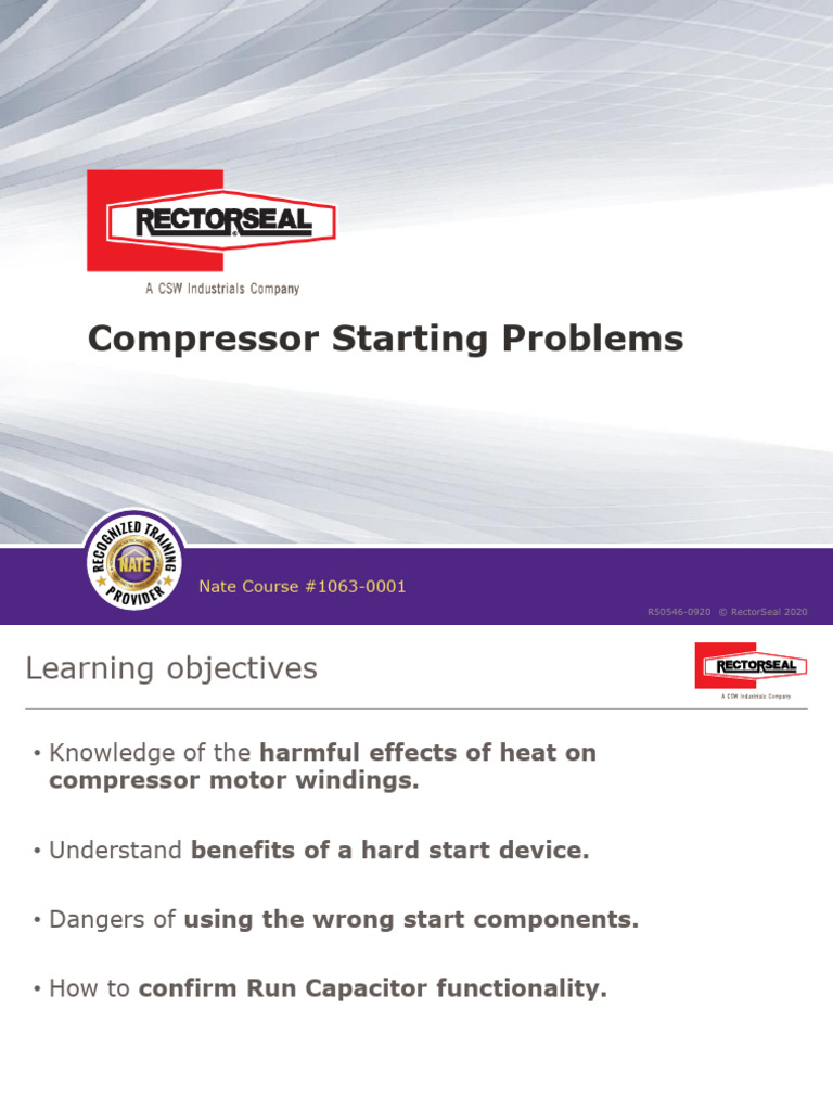 Compressor Starting Problems | PDF | Capacitor | Electric Motor