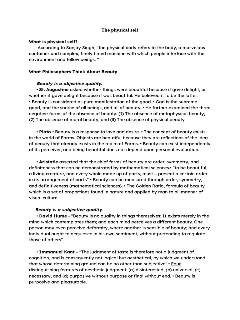 Understanding the self lesson 5 pdf beauty self esteem