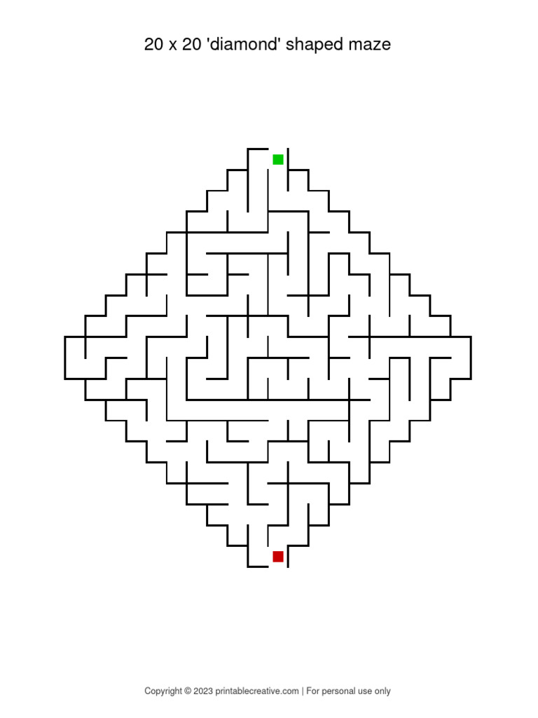 20 X 20 Diamond Shaped Maze by Printablecreative | PDF