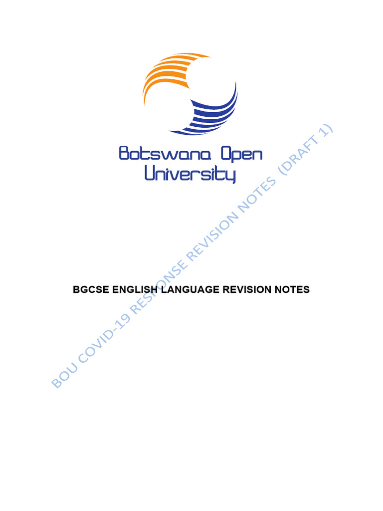 Bgcse English Revision Notes Final Pdf Idiom Essays