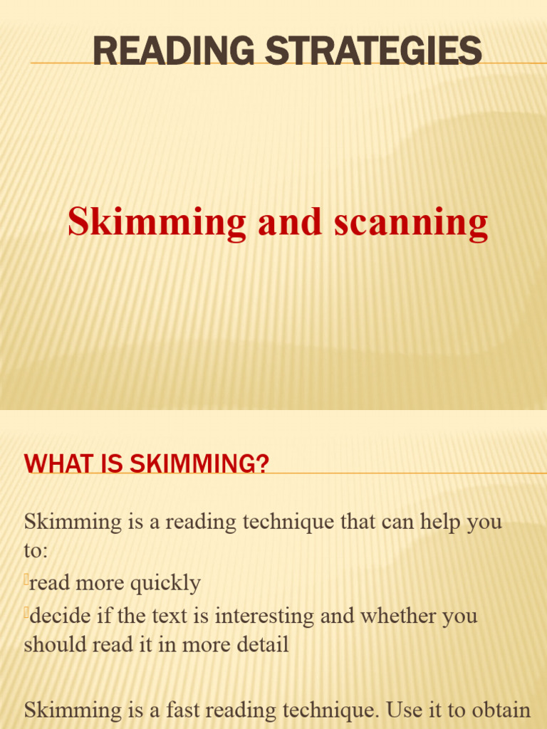 Skimming and Scanning PDF Speed Reading Argument
