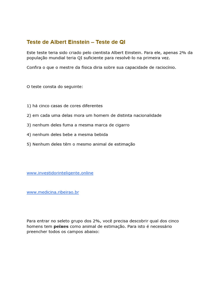 Teste de albert einstein teste de qi pdf