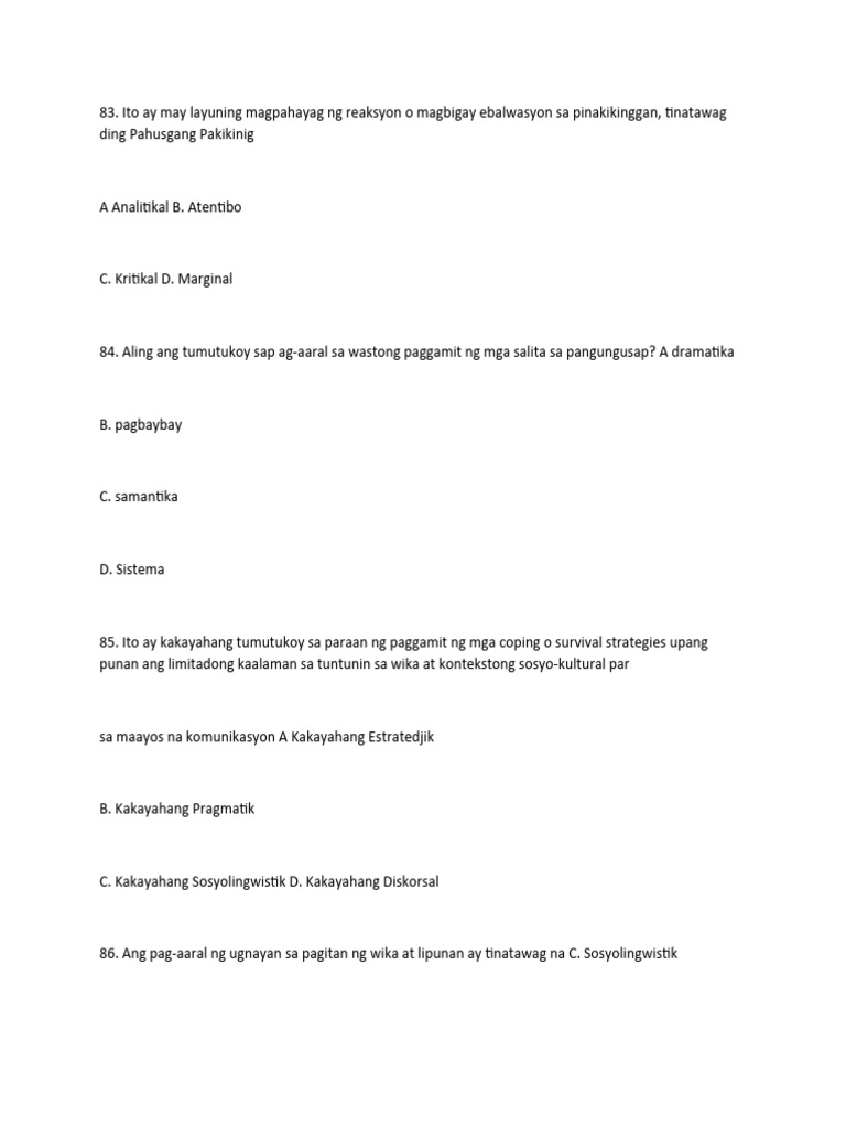 Refresher Test Questionnaire | PDF